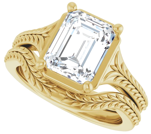 Sužadėtuvių Žiedas „Solitaire“ 14k yellow gold Emerald 9mm x 7mm (10)