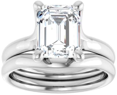 Sužadėtuvių Žiedas „Solitaire“ 14k white gold Emerald 9mm x 7mm (8)