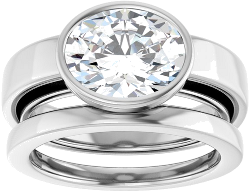 Sužadėtuvių Žiedas „Bezel-Set Solitaire“ 14k white gold Oval 10mm x 8mm (8)