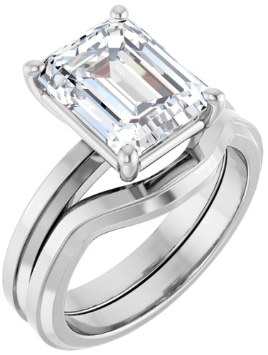Sužadėtuvių Žiedas „Solitaire“ 14k white gold Emerald 10mm x 8mm (6)