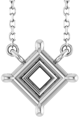 Pakabukas „Solitaire Claw-Prong“ 14k white gold Square 6mm (1)