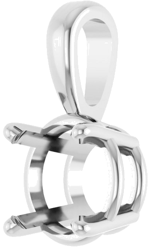 14K White 7 mm Round 4-Prong Pendant Mounting (2)