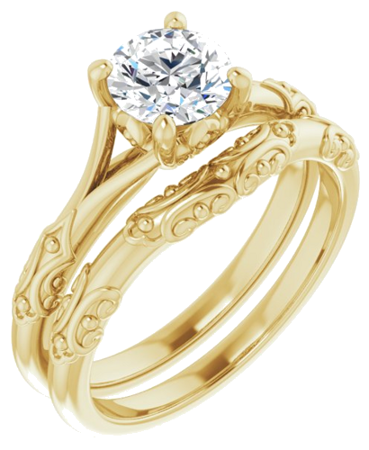 14K Yellow 6 mm Round Solitaire Engagement Ring Mounting (6)