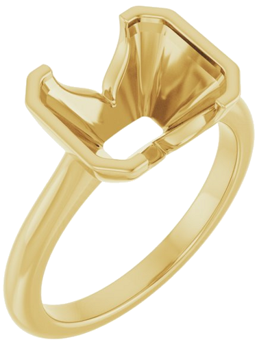 Sužadėtuvių Žiedas „Half-Bezel Solitaire“ 14k yellow gold Emerald 10mm x 8mm (1)