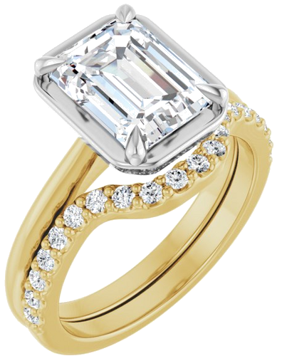 Sužadėtuvių Žiedas „Claw-Prong Solitaire Bezel-Style“ 14k yellow/white gold Emerald 9mm x 7mm (6)