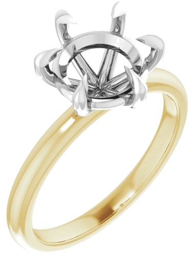 Sužadėtuvių Žiedas „Claw-Prong“ 14k yellow/white gold Round 8.8mm (1)