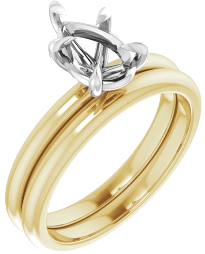 Sužadėtuvių Žiedas „Claw-Prong“ 14k yellow/white gold Pear 9mm x 6mm (6)