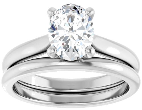 Sužadėtuvių Žiedas 14k white gold Oval 8mm x 6mm (8)
