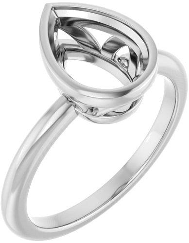 Sužadėtuvių Žiedas „Bezel-Set“ 14k white gold Pear 10mm x 7mm (1)