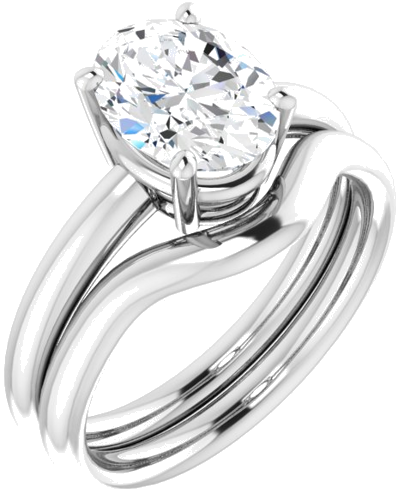 Sužadėtuvių Žiedas „Solitaire“ 14k white gold Oval 9mm x 7mm (6)