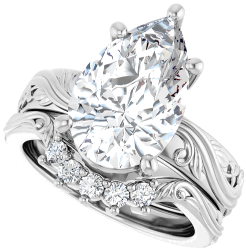 Sužadėtuvių Žiedas „Solitaire Sculptural“ 18k white gold Pear 14mm x 9mm (10)