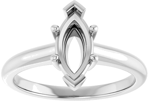 10K White 10x5 mm Marquise Solitaire Engagement Ring Mounting (3)