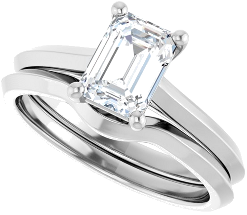 Sužadėtuvių Žiedas „Solitaire“ 585 Baltojo Aukso Emerald 7mm x 5mm (10)