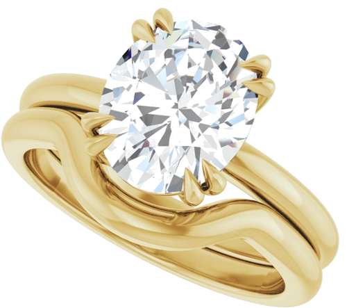 Sužadėtuvių Žiedas „Solitaire“ 585 Geltonojo Aukso Oval 10mm x 8mm (10)