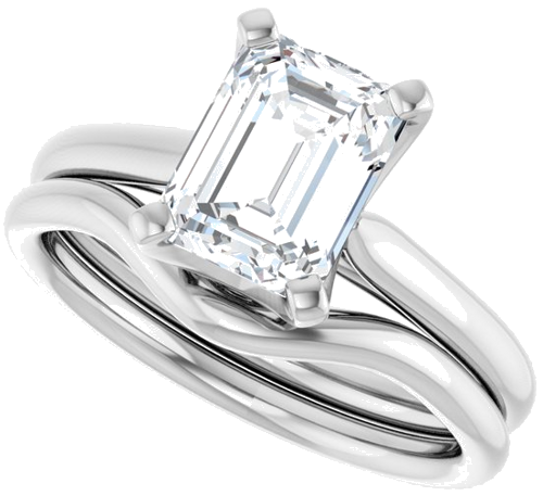 Sužadėtuvių Žiedas „Solitaire“ 585 Baltojo Aukso Emerald 8mm x 6mm (10)