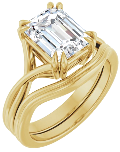 14K Yellow 9x7 mm Emerald Solitaire Engagement Ring Mounting (6)