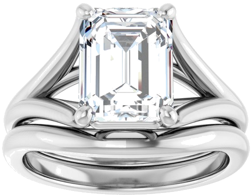 Sužadėtuvių Žiedas „Solitaire“ 14k white gold Emerald 9mm x 7mm (8)