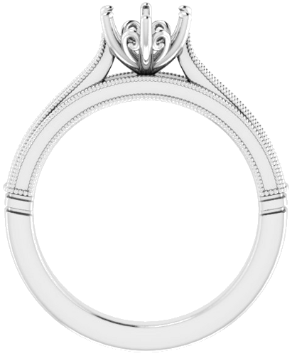 14K White  6.5 mm Round Solitaire Engagement Ring Mounting (2)