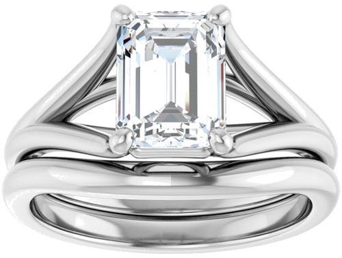 Sužadėtuvių Žiedas „Solitaire“ 14k white gold Emerald 8mm x 6mm (8)