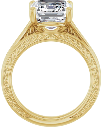 Sužadėtuvių Žiedas „Solitaire Scroll“ 14k yellow gold Emerald 11mm x 9mm (7)