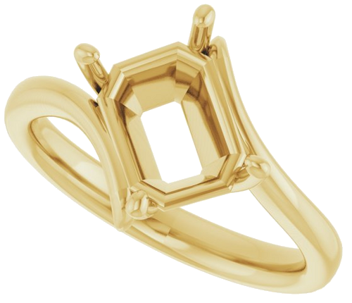 Sužadėtuvių Žiedas „Solitaire Bypass“ 14k yellow gold Emerald 9mm x 7mm (5)