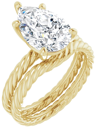 Sužadėtuvių Žiedas „Solitaire Rope“ 14k yellow gold Pear 12mm x 8mm (6)