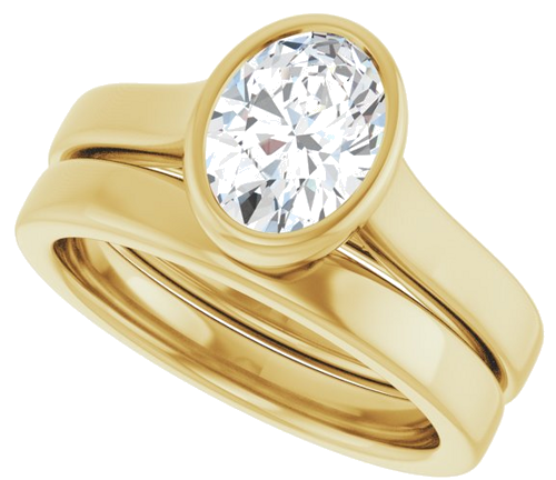 Sužadėtuvių Žiedas „Bezel-Set Solitaire“ 14k yellow gold Oval 8mm x 6mm (10)