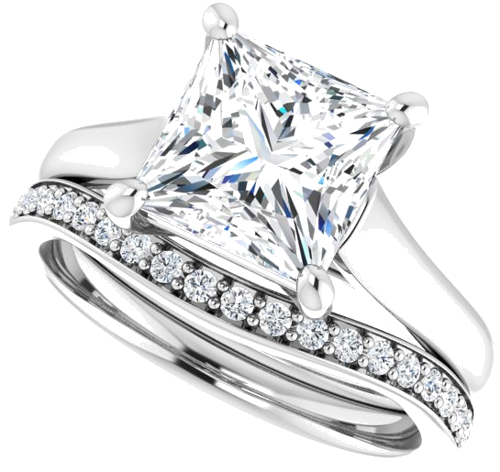 14K White 7.5 mm Square Solitaire Engagement Ring Mounting (10)