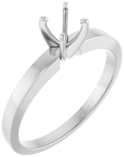 14K White 4.2-4.9 mm Round 4-Prong Solitaire Ring Mounting (1)