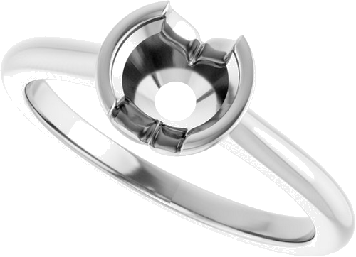 14K White 6 mm Round Solitaire Engagement Ring Mounting (5)