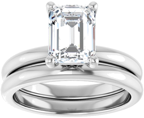 Sužadėtuvių Žiedas „Accented“ 14k white gold Emerald 8mm x 6mm (8)