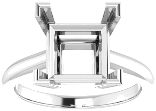 Sužadėtuvių Žiedas „V-End Prong“ 14k white gold Square 9mm (3)