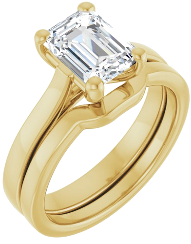 Sužadėtuvių Žiedas 14k yellow gold Emerald 8mm x 6mm (6)