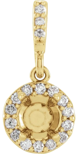 14K Yellow 4.5 mm Round .07 CTW Natural Diamond Semi-Set Pendant (1)