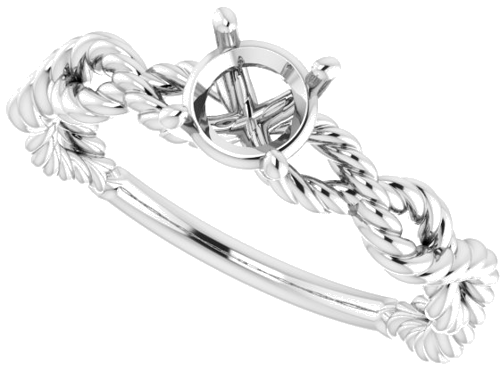 Sužadėtuvių Žiedas „Twisted Rope Solitaire“ 750 Baltojo Aukso Round 5.2mm (5)