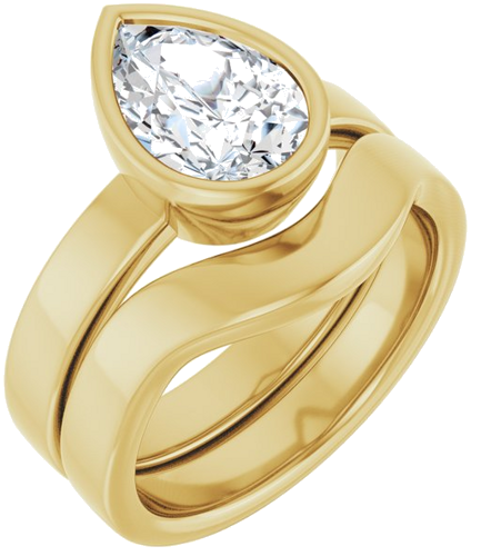 Sužadėtuvių Žiedas „Bezel-Set Solitaire“ 14k yellow gold Pear 10mm x 7mm (6)