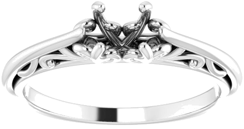 14K White 5.2 mm Round Engagement Ring Mounting (6)