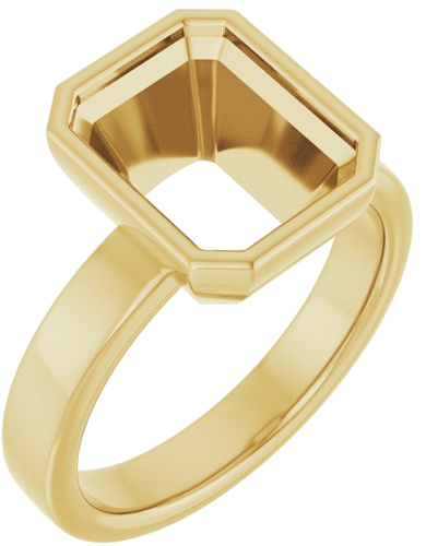 Sužadėtuvių Žiedas „Bezel-Set Solitaire“ 14k yellow gold Emerald 10mm x 8mm (1)