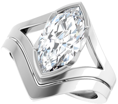Sužadėtuvių Žiedas „Half Bezel Solitaire“ 925 Sidabro Marquise 12.5mm x 6.5mm (10)