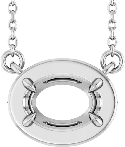 Pakabukas „Claw-Prong Solitaire Bezel-Style“ 14k white gold Oval 7mm x 5mm (1)