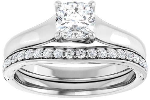 Sužadėtuvių Žiedas „Solitaire“ 10k white gold Cushion 5mm (15)