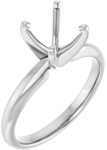 14K White 7 mm Round 4-Prong Solitaire Ring Mounting (6)