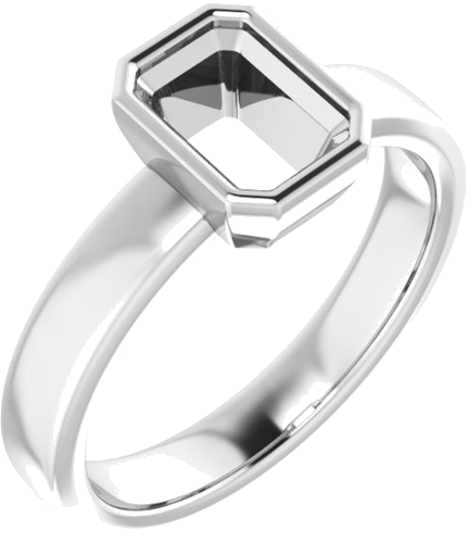 10K White 7x5 mm Emerald Solitaire Engagement Ring Mounting (1)