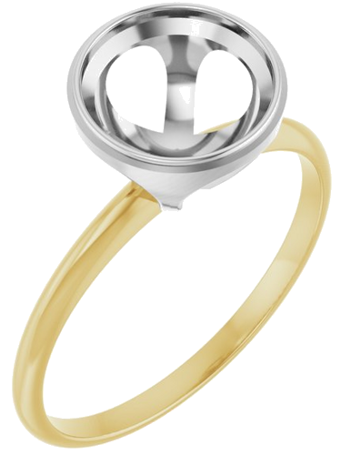 14K Yellow White 8.2 mm Round Solitaire Engagement Ring Mounting (1)