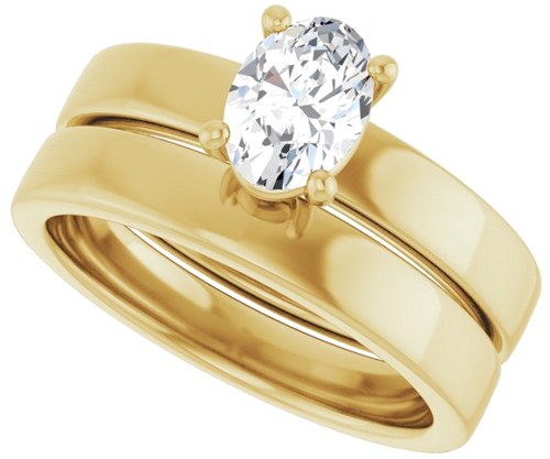 Sužadėtuvių Žiedas „Solitaire“ 585 Geltonojo Aukso Oval 7mm x 5mm (10)