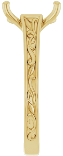 Sužadėtuvių Žiedas „Solitaire Scroll“ 14k yellow gold Emerald 9mm x 7mm (4)