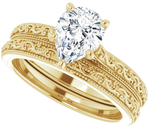 Sužadėtuvių Žiedas „Solitaire“ 585 Geltonojo Aukso Pear Shape 8mm x 6mm (10)