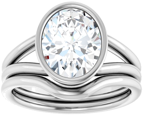 Sužadėtuvių Žiedas „Bezel-Set Solitaire“ 14k white gold Oval 10mm x 8mm (8)