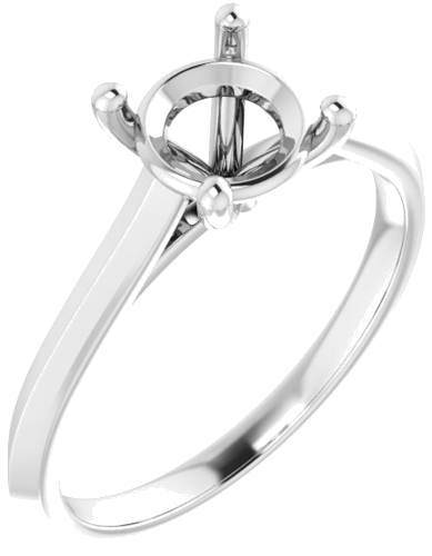14K White 7 mm Round Solitaire Engagement Ring Mounting (1)