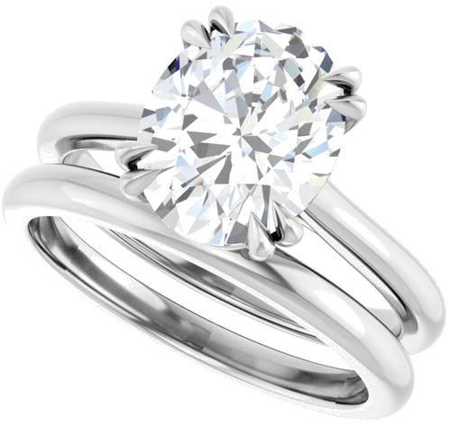 Sužadėtuvių Žiedas „Solitaire“ 585 Baltojo Aukso Oval 10mm x 8mm (10)